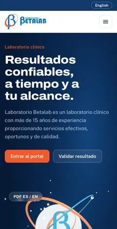 Versión móvil del sitio de Laboratorio Betalab