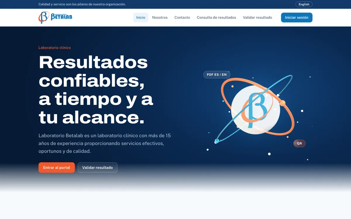 Sitio web y portal de resultados de Laboratorio Betalab, laboratorio clínico en Santo Domingo Este