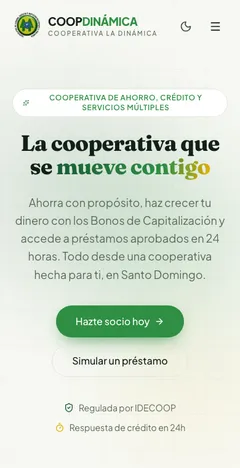 Versión móvil del sitio de COOPDINÁMICA